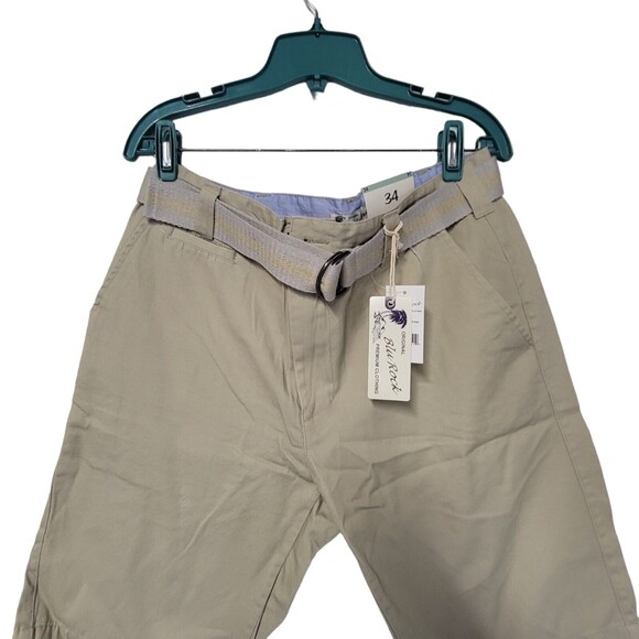 Khaki Chino Shorts Size‎ 34 With Belt  ORIGINAL BLU ROCK - Picture 5 of 5
